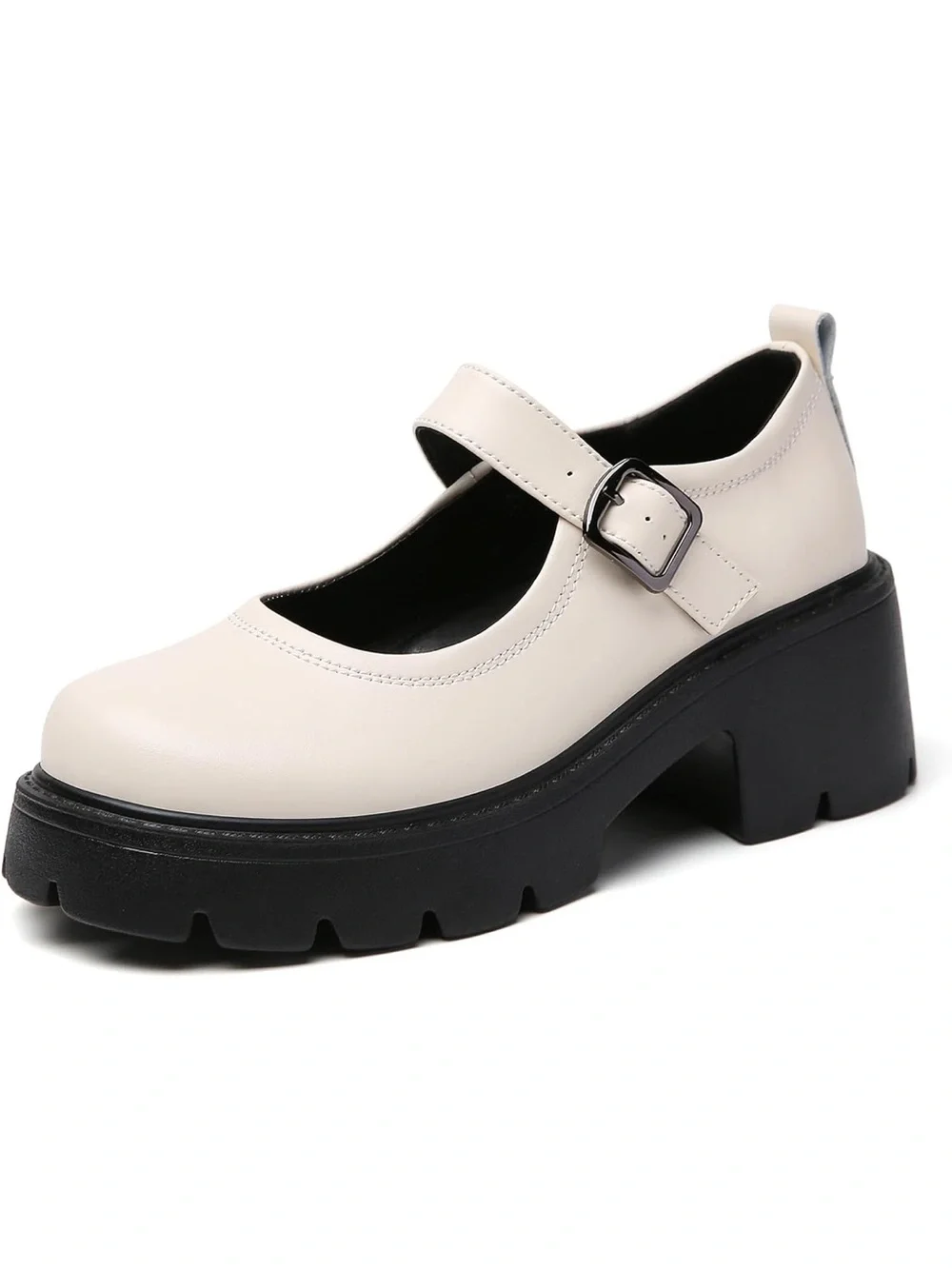 Chunky Mary Jane Platform Shoes in White and Black